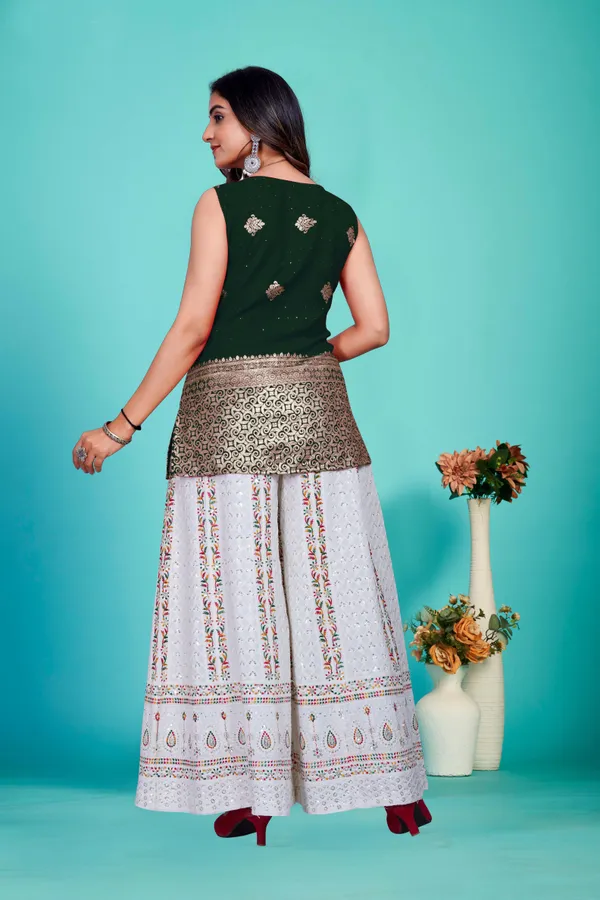 Green_Banarasi_Silk_Only_Short_Kurti_For_Women