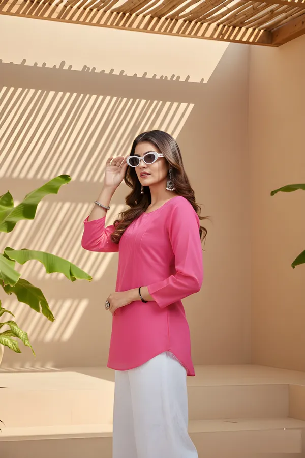 Pink_Rayon_Only_Short_Kurti_For_Women