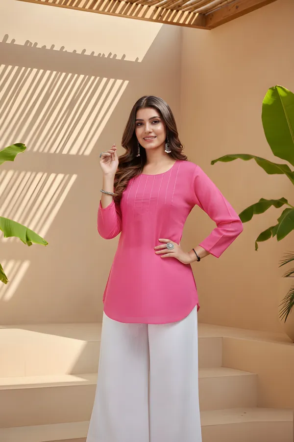 Pink_Rayon_Only_Short_Kurti_For_Women