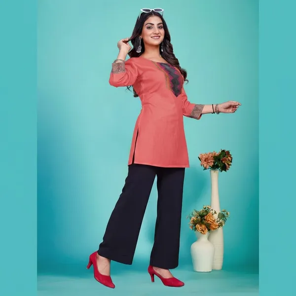 Pink_Cotton_Blend_Only_Short_Kurti_For_Women