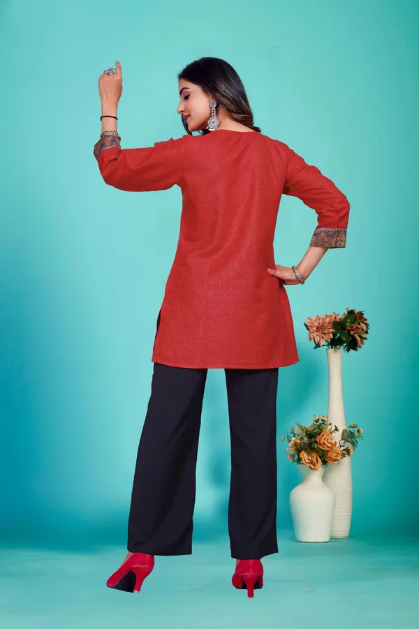 Red_Cotton_Blend_Only_Short_Kurti_For_Women
