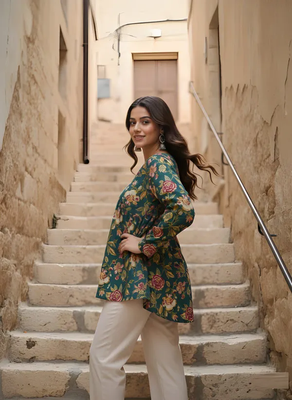 Woman_Green_Cotton_Fancy_Tunic