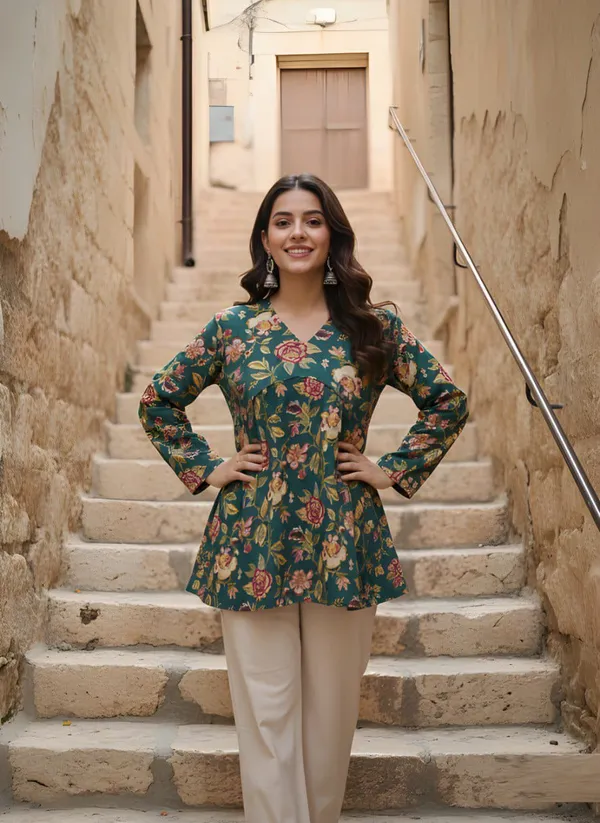 Woman_Green_Cotton_Fancy_Tunic