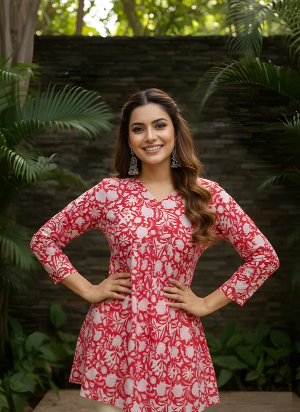 Red_Georgette_Short_Kurti_For_Women