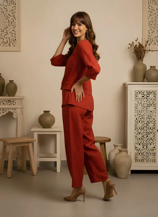 Orange_Cotton_Co-Ords_Set_For_Women