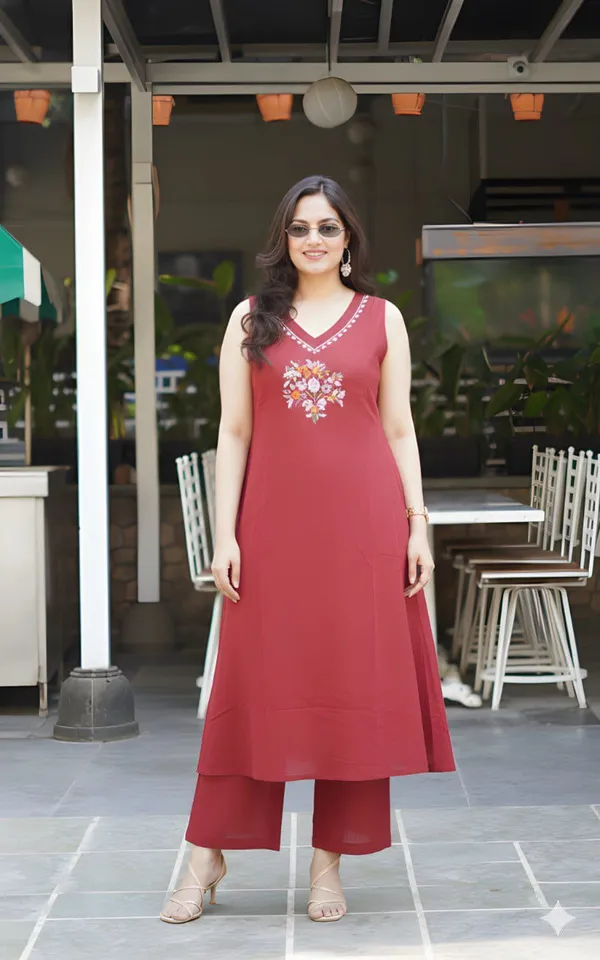Maroon_Soft_Cotton_Co-Ords_Set_For_Women