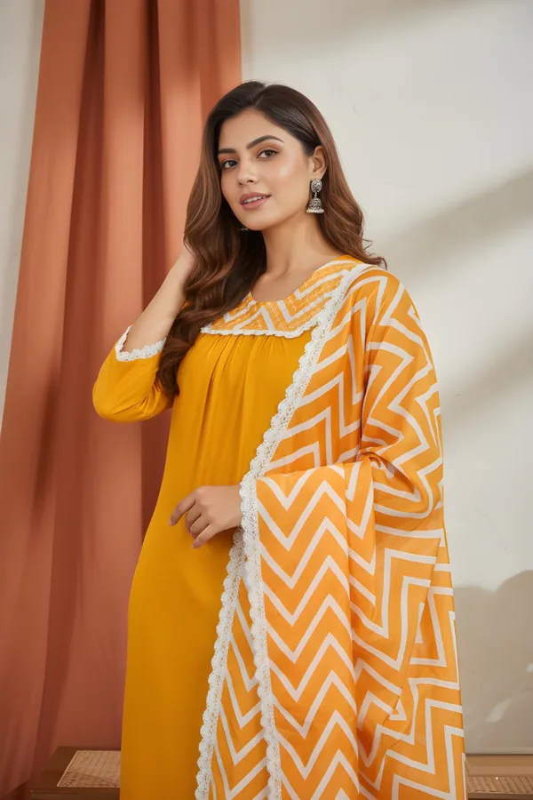 Yellow_Rayon_Kurta_Set_For_Women
