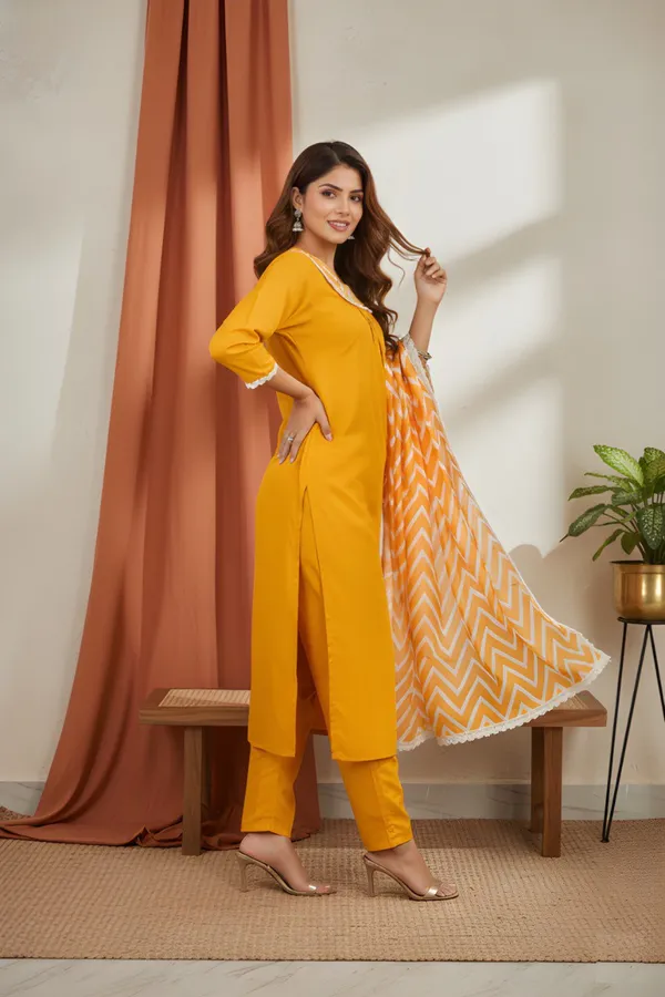 Yellow_Rayon_Kurta_Set_For_Women