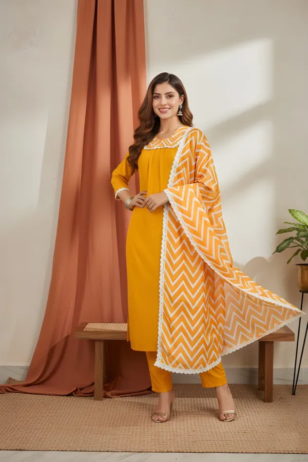 Yellow_Rayon_Kurta_Set_For_Women