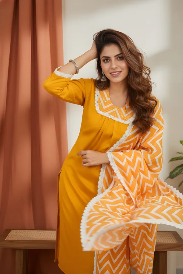 Yellow_Rayon_Kurta_Set_For_Women
