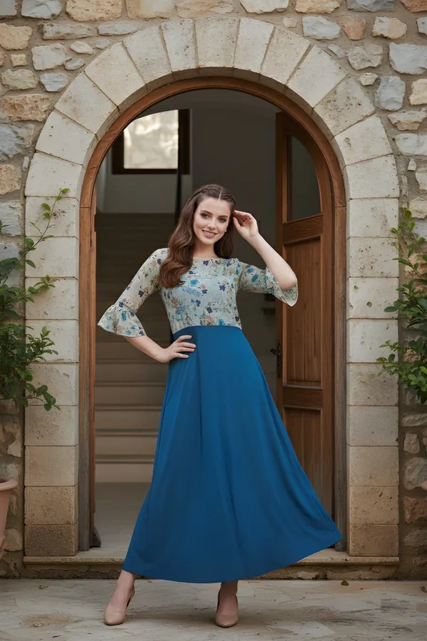 Blue_Cotton_Gown_For_Women