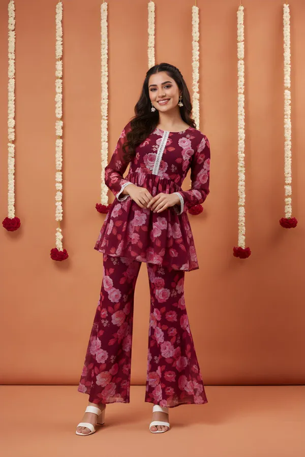 Maroon_Georgette_Co-Ords_Set_For_Women