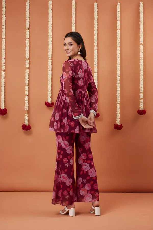 Maroon_Georgette_Co-Ords_Set_For_Women