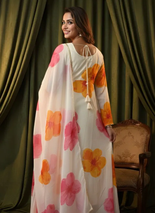 White_Georgette_Kurta_With_Dupatta_For_Women