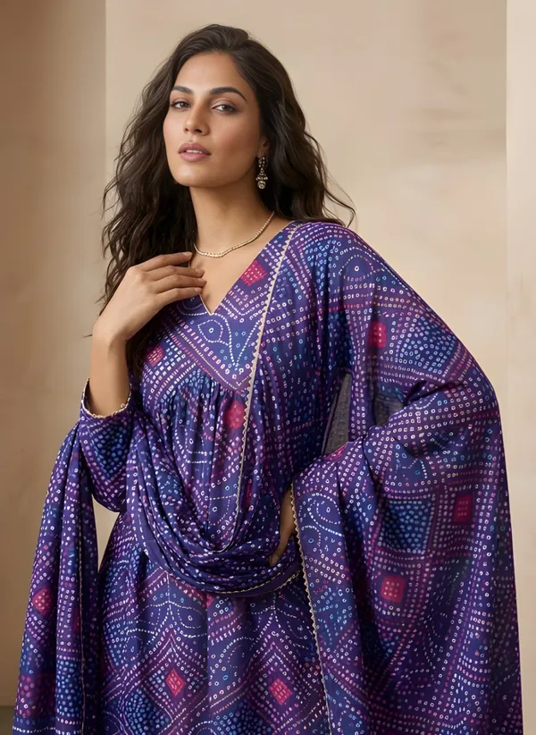 Red_Bandhani_Kurti_With_Pant_And_Dupatta