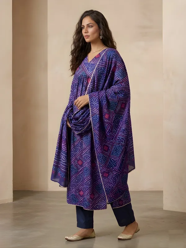Red_Bandhani_Kurti_With_Pant_And_Dupatta