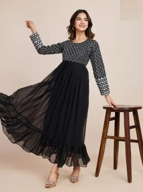 Woman_Black_Embroidered_Georgette_Anarkali_Gown