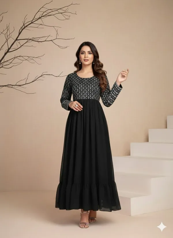 Woman_Black_Embroidered_Georgette_Anarkali_Gown