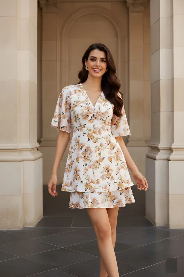 White_Rayon_Short_Dress_For_Women