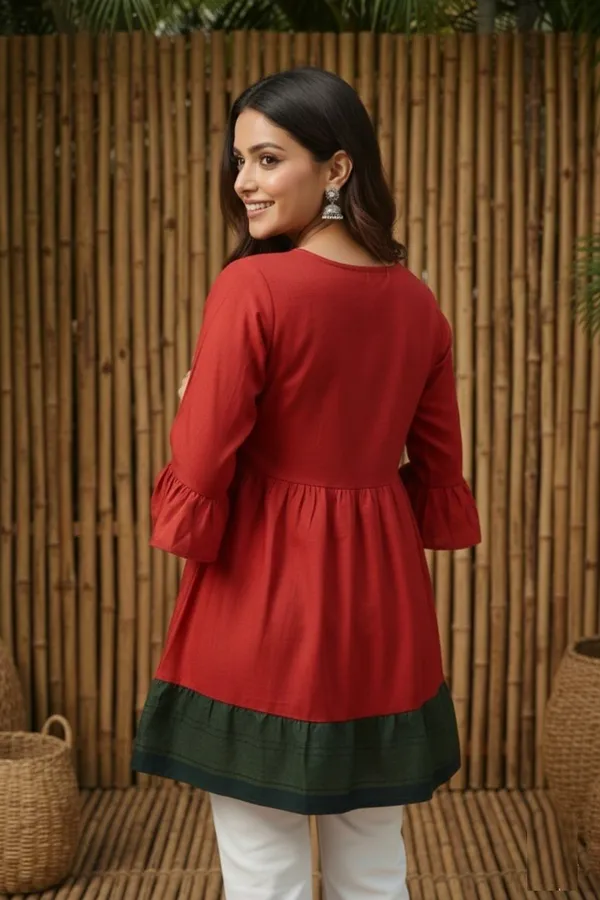 Red_Delta_Silk_Short_Kurti_For_Women