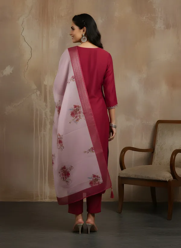 Maroon_Georgette_Kurta_Set_For_Women
