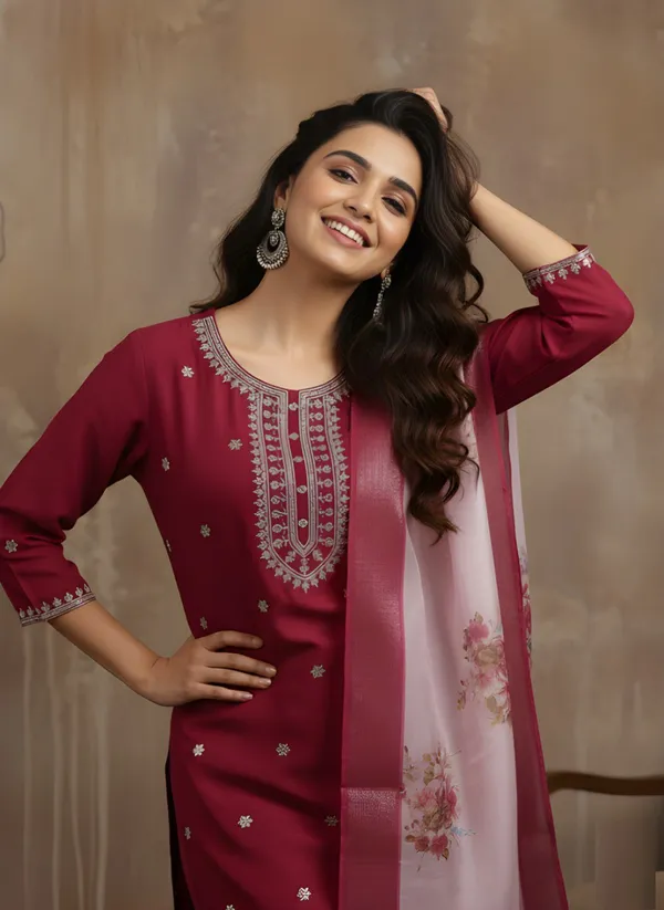 Maroon_Georgette_Kurta_Set_For_Women
