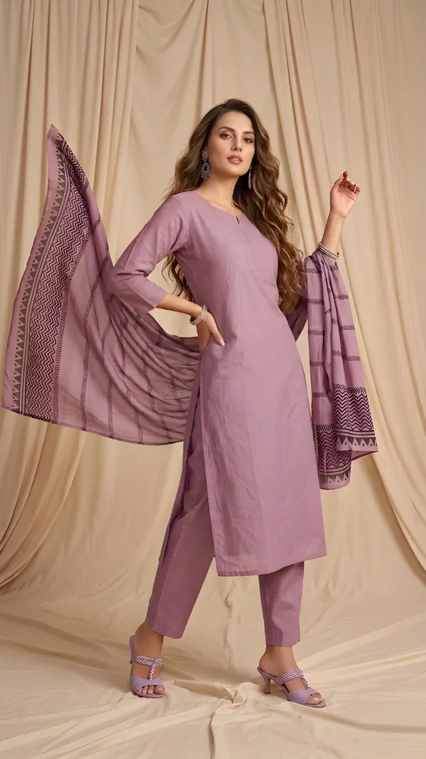 Lavender_Cotton_Kurta_Set_For_Women
