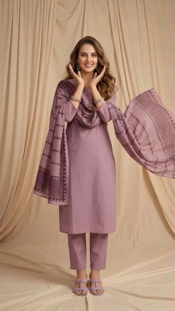 Lavender_Cotton_Kurta_Set_For_Women