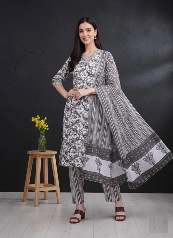 Black_Embroidery_Kurta_With_Dupatta