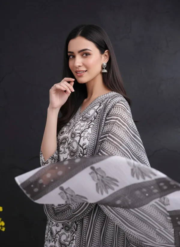 Black_Embroidery_Kurta_With_Dupatta