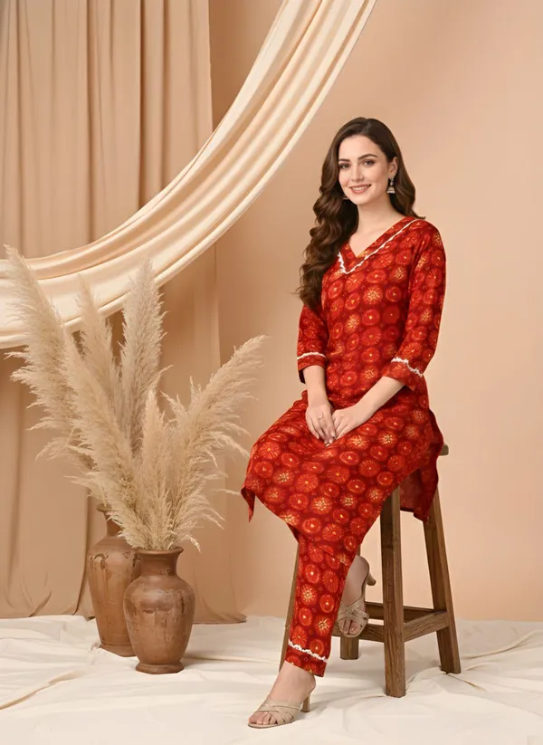 Red_Soft_Cotton_Co-Ords_Set_For_Women