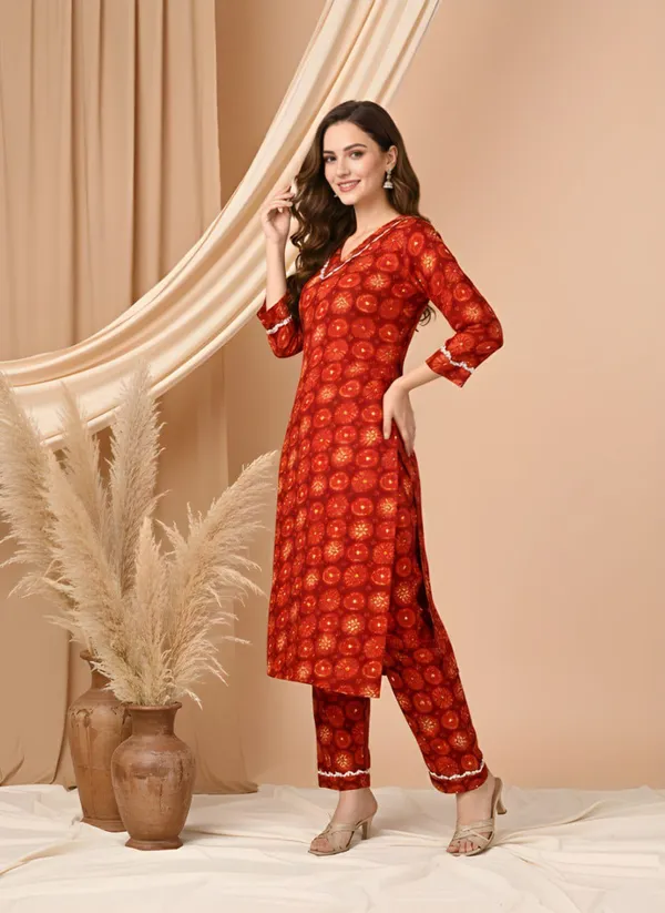 Red_Soft_Cotton_Co-Ords_Set_For_Women