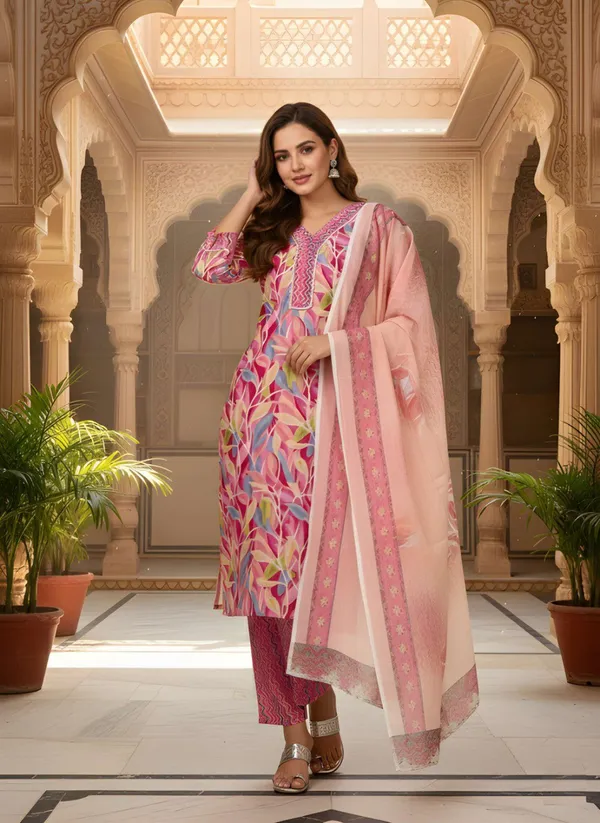 Pink_Roman_Silk_Kurta_Set_For_Women