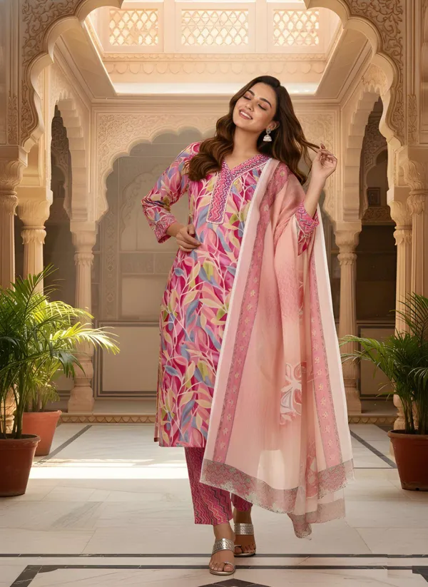 Pink_Roman_Silk_Kurta_Set_For_Women