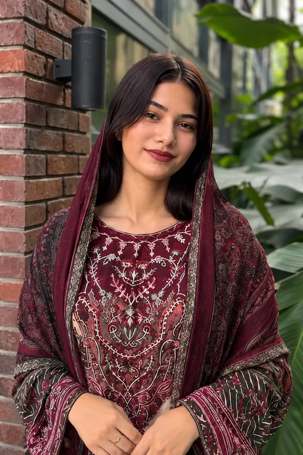 Maroon_Rayon_Kurta_Set_For_Women
