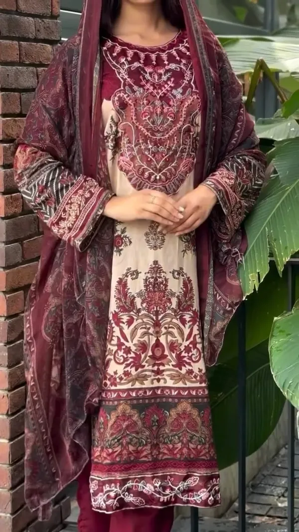 Maroon_Rayon_Kurta_Set_For_Women