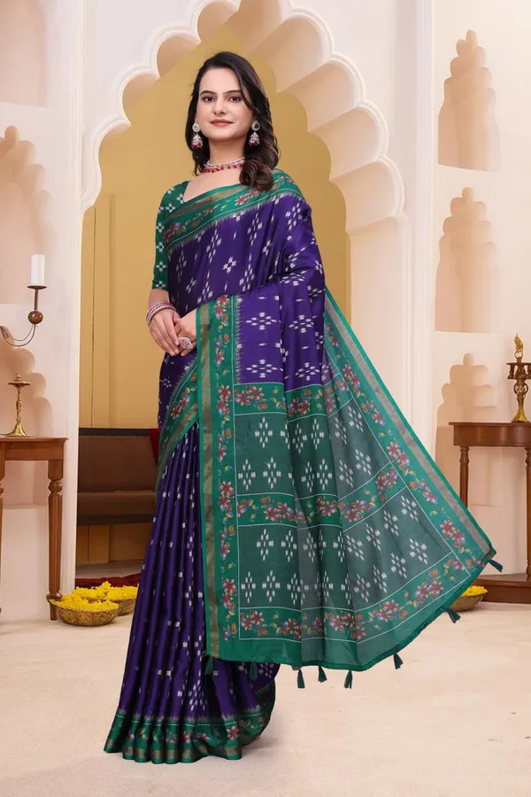 Teal_Cotton_Saree_For_Women