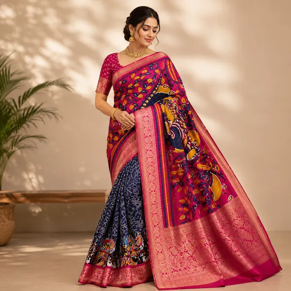 Navy_Blue_Dola_Silk_Saree_For_Women