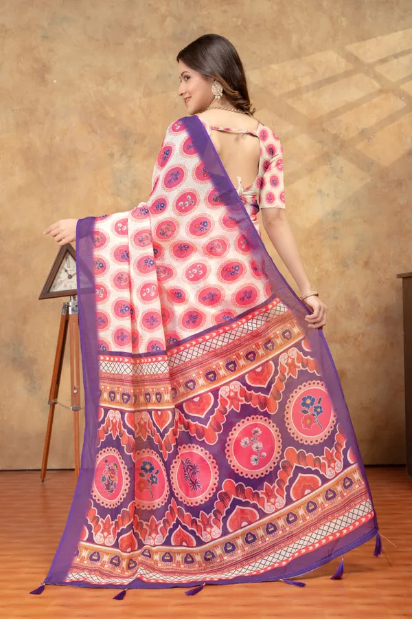 Multicolor_Linen_Cotton_Saree_For_Women