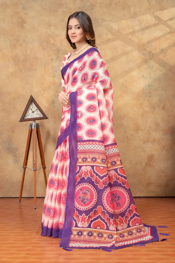 Multicolor_Linen_Cotton_Saree_For_Women