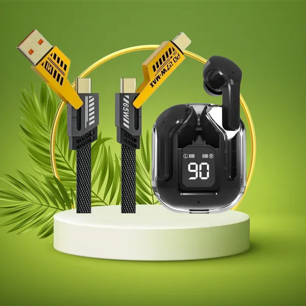 Aertek_Ultrapods_Tws_Black_4_In_1_65W_Fast_Charging_Data_Cable_Combo_Default_Title