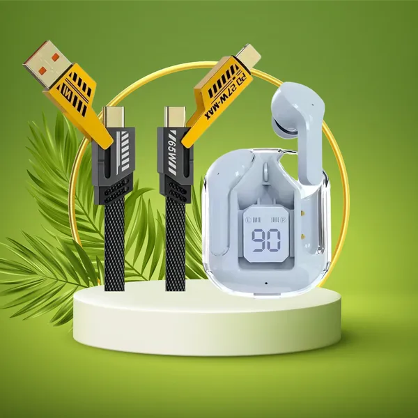 Aertek_Ultrapods_Tws_Blue_4_In_1_65W_Fast_Charging_Data_Cable_Combo_Default_Title