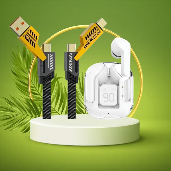 Aertek_Ultrapods_Tws_White_4_In_1_65W_Fast_Charging_Data_Cable_Combo_Default_Title