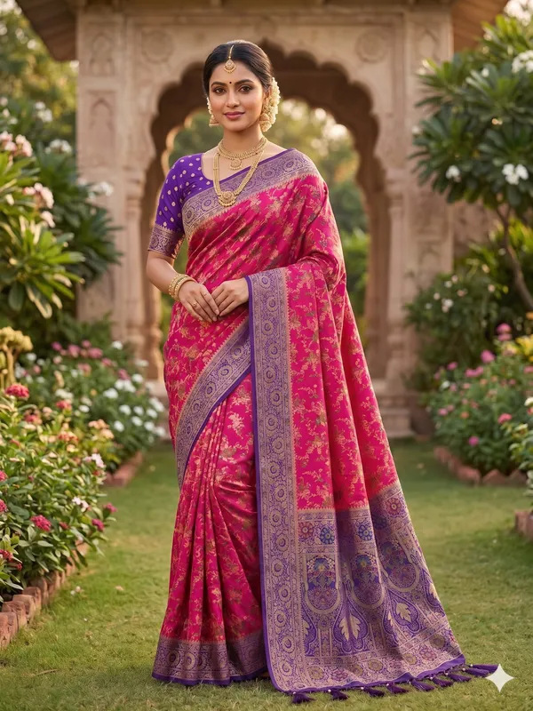 Purple_Silk_Banarasi_Zari_Buti_Woven_Border_Saree_For_Women