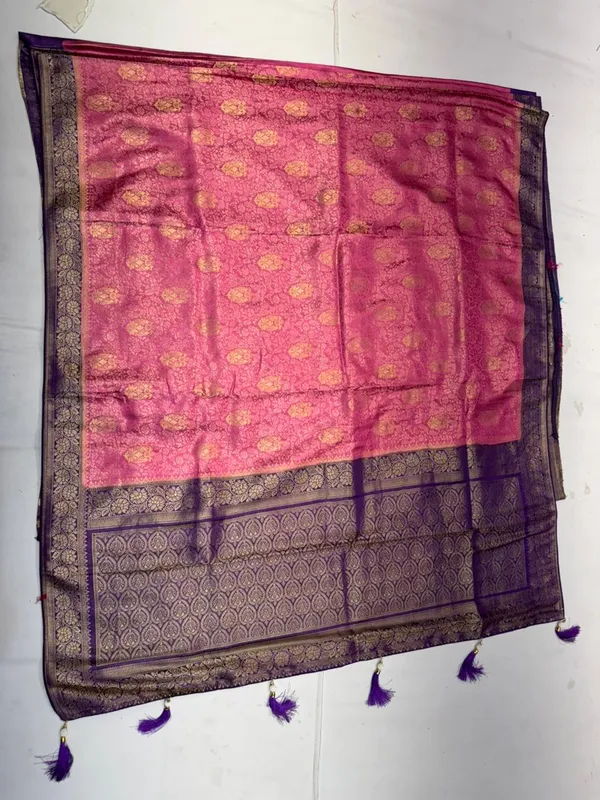 Purple_Banarasi_Silk_Saree_With_Golden_Buti_Pink_Pallu_For_Women