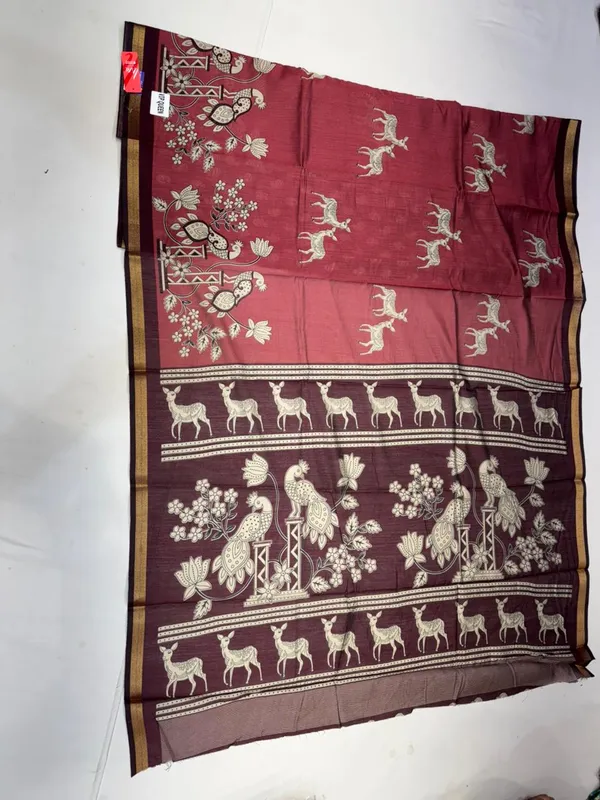Maroon_Cotton_Paisley_Motif_Peacock_Pallu_Saree_For_Women