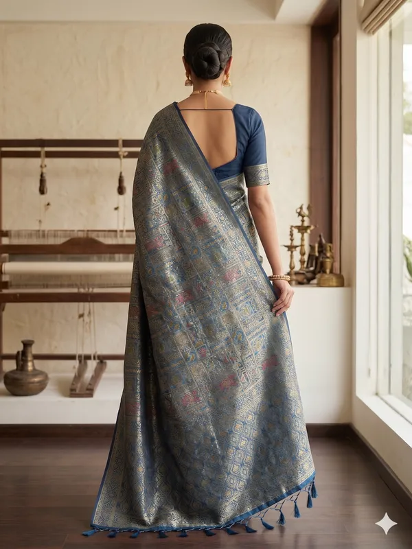 Grey_Silk_Banarasi_Blue_Border_Zari_Woven_Saree_For_Women