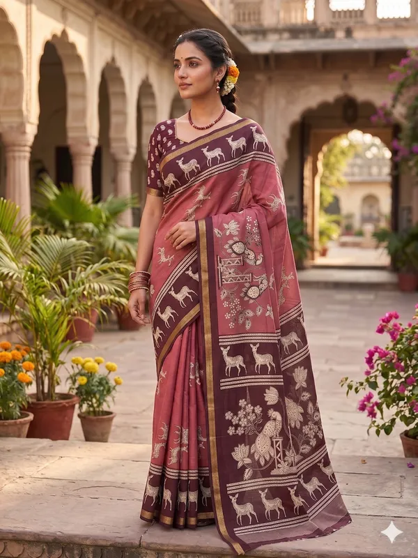 Maroon_Cotton_Paisley_Motif_Peacock_Pallu_Saree_For_Women