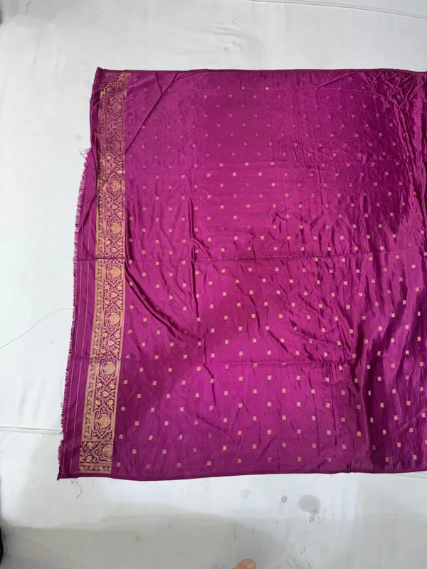Magenta_Banarasi_Silk_Saree_With_Golden_Zari_Woven_Border_For_Women