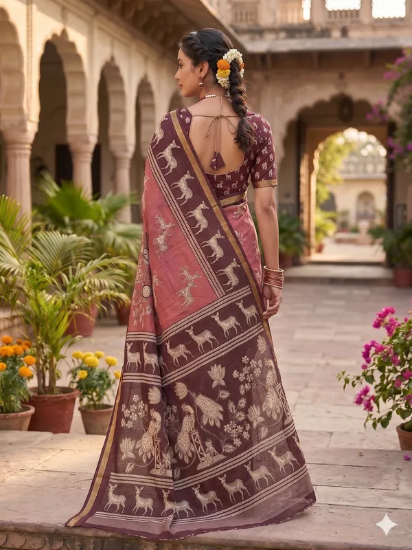 Maroon_Cotton_Paisley_Motif_Peacock_Pallu_Saree_For_Women